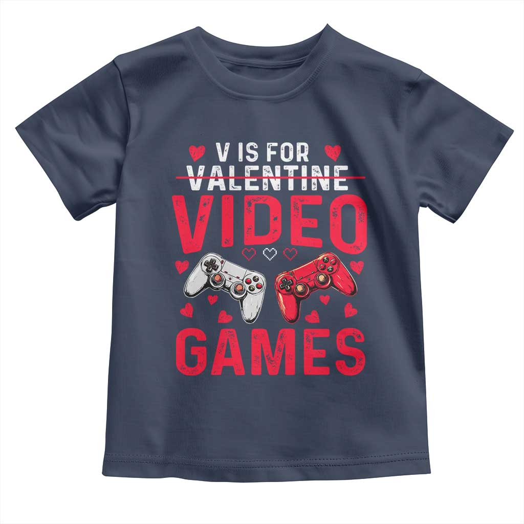 Funny Valentines Gamer Toddler T Shirt V is for Video Games - Wonder Print Shop