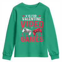 Funny Valentines Gamer Youth Sweatshirt V is for Video Games - Wonder Print Shop
