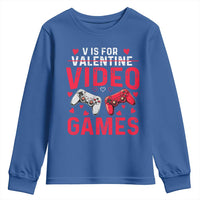 Funny Valentines Gamer Youth Sweatshirt V is for Video Games - Wonder Print Shop