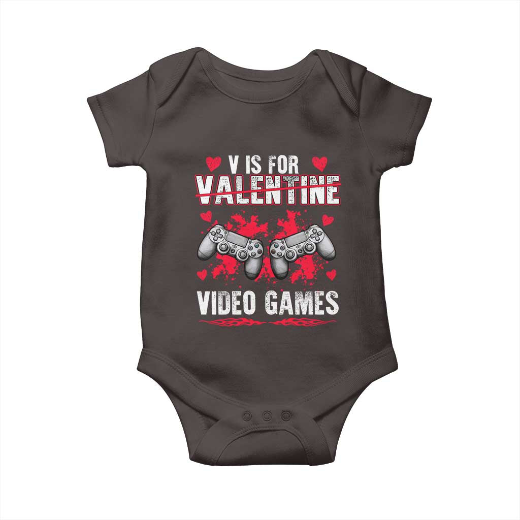 Funny Valentines Day Gamer Baby Onesie V Is For Video Games Toddler Boy Men Gift