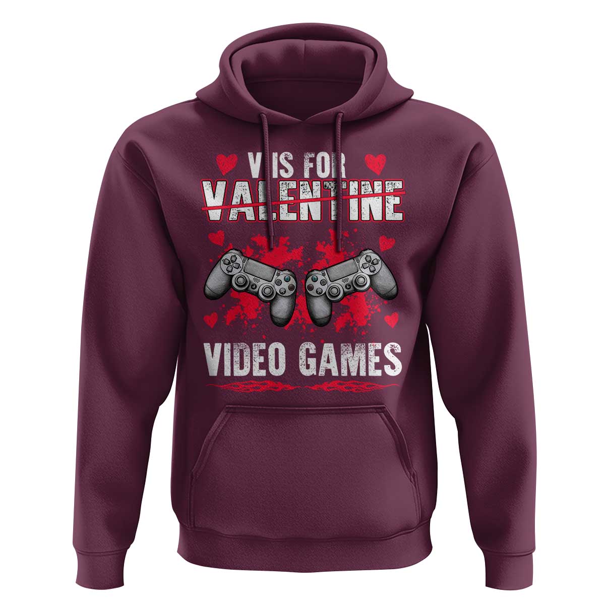 Funny Valentines Day Gamer Hoodie V Is For Video Games Toddler Boy Men Gift