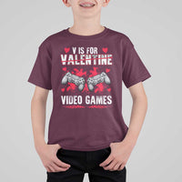 Funny Valentines Day Gamer T Shirt For Kid V Is For Video Games Toddler Boy Men Gift