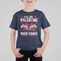 Funny Valentines Day Gamer T Shirt For Kid V Is For Video Games Toddler Boy Men Gift