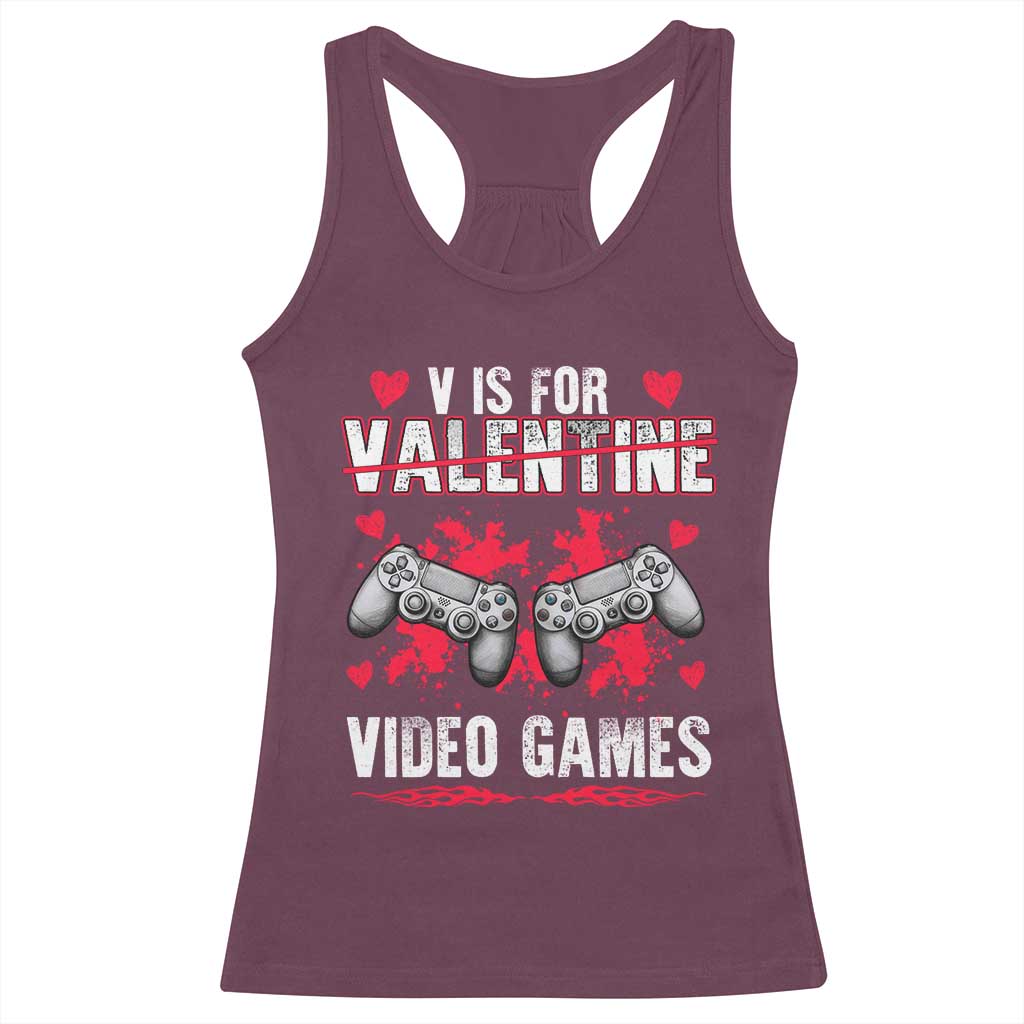 Funny Valentines Day Gamer Racerback Tank Top V Is For Video Games Toddler Boy Men Gift