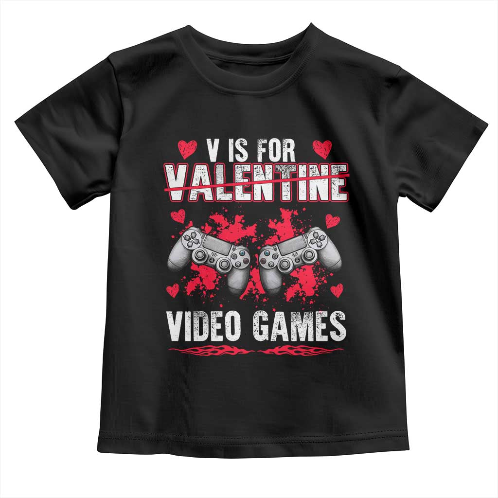 Funny Valentines Day Gamer Toddler T Shirt V Is For Video Games Toddler Boy Men Gift