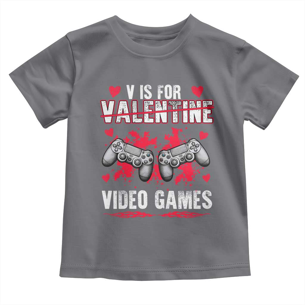Funny Valentines Day Gamer Toddler T Shirt V Is For Video Games Toddler Boy Men Gift