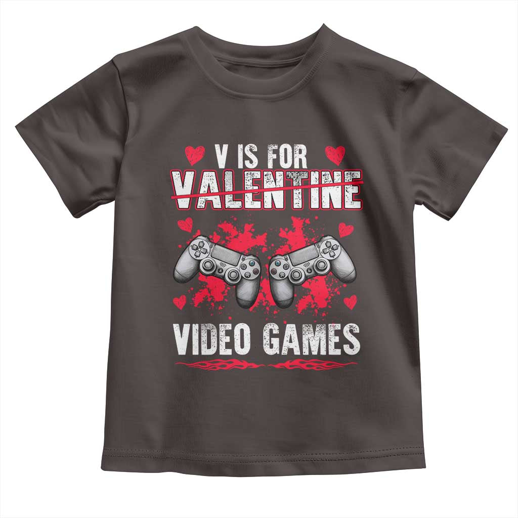 Funny Valentines Day Gamer Toddler T Shirt V Is For Video Games Toddler Boy Men Gift