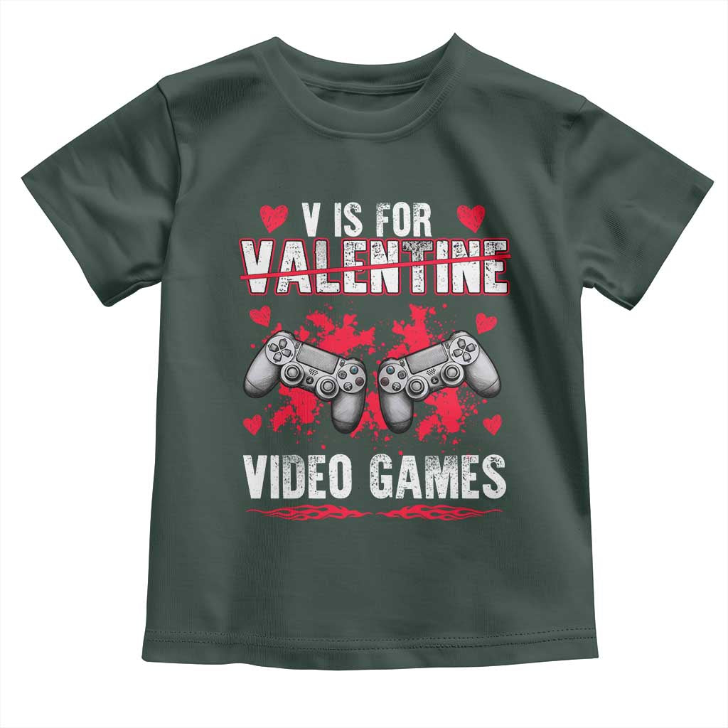 Funny Valentines Day Gamer Toddler T Shirt V Is For Video Games Toddler Boy Men Gift