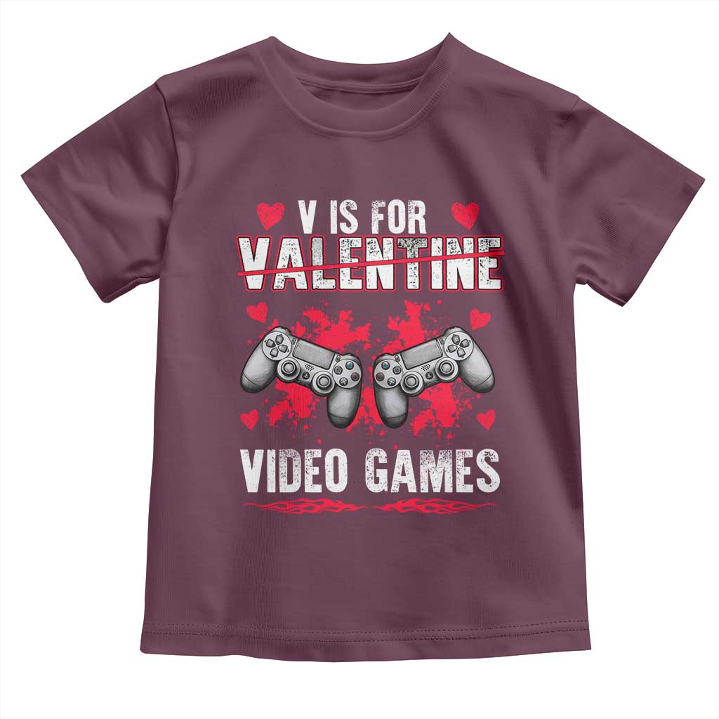 Funny Valentines Day Gamer Toddler T Shirt V Is For Video Games Toddler Boy Men Gift