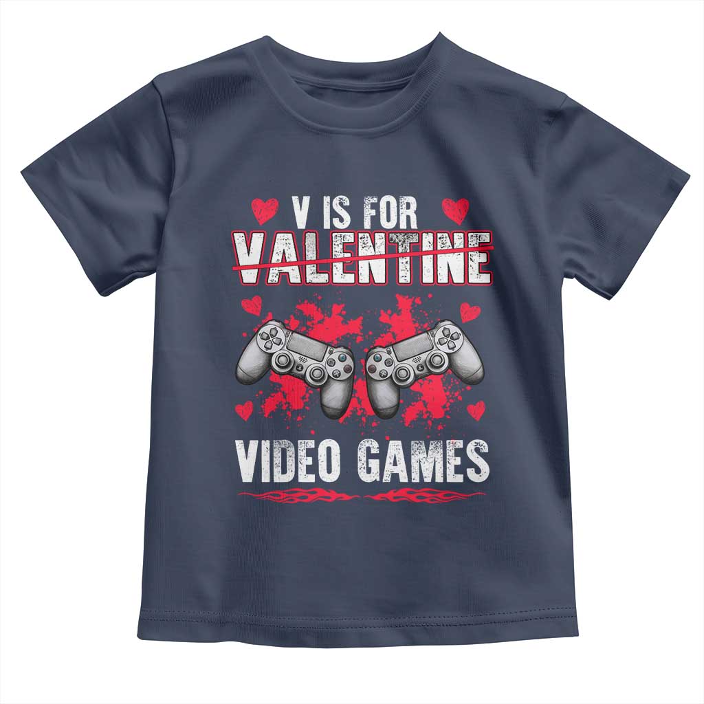 Funny Valentines Day Gamer Toddler T Shirt V Is For Video Games Toddler Boy Men Gift