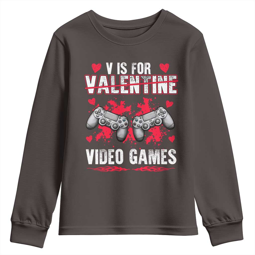 Funny Valentines Day Gamer Youth Sweatshirt V Is For Video Games Toddler Boy Men Gift