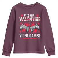 Funny Valentines Day Gamer Youth Sweatshirt V Is For Video Games Toddler Boy Men Gift