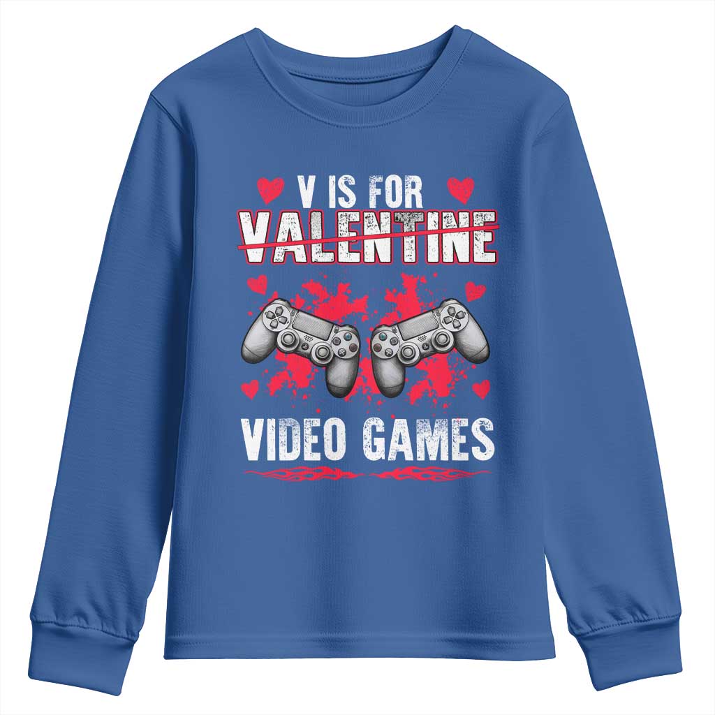Funny Valentines Day Gamer Youth Sweatshirt V Is For Video Games Toddler Boy Men Gift