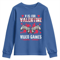 Funny Valentines Day Gamer Youth Sweatshirt V Is For Video Games Toddler Boy Men Gift