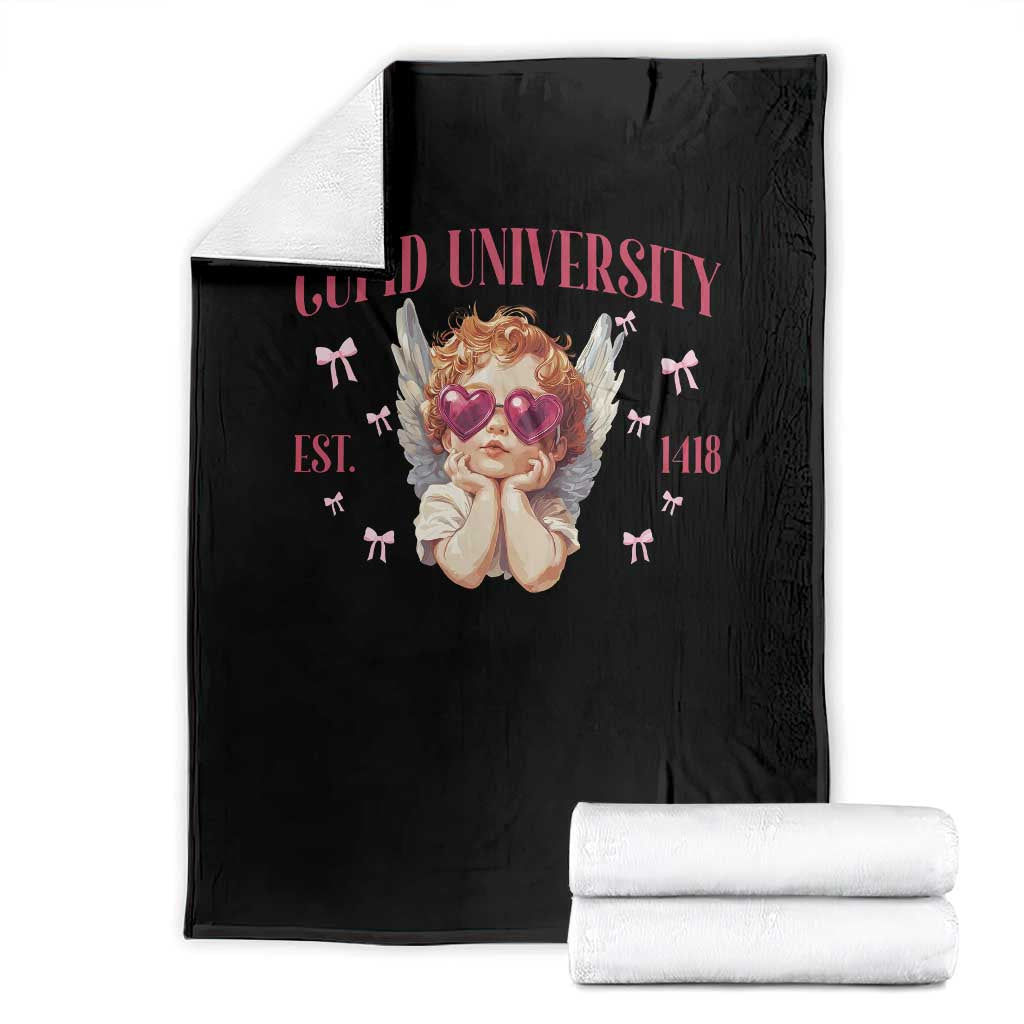 Cupid University Throw Blanket Cute Valentines Day Funny College - Wonder Print Shop