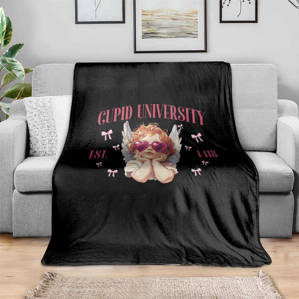 Cupid University Throw Blanket Cute Valentines Day Funny College - Wonder Print Shop