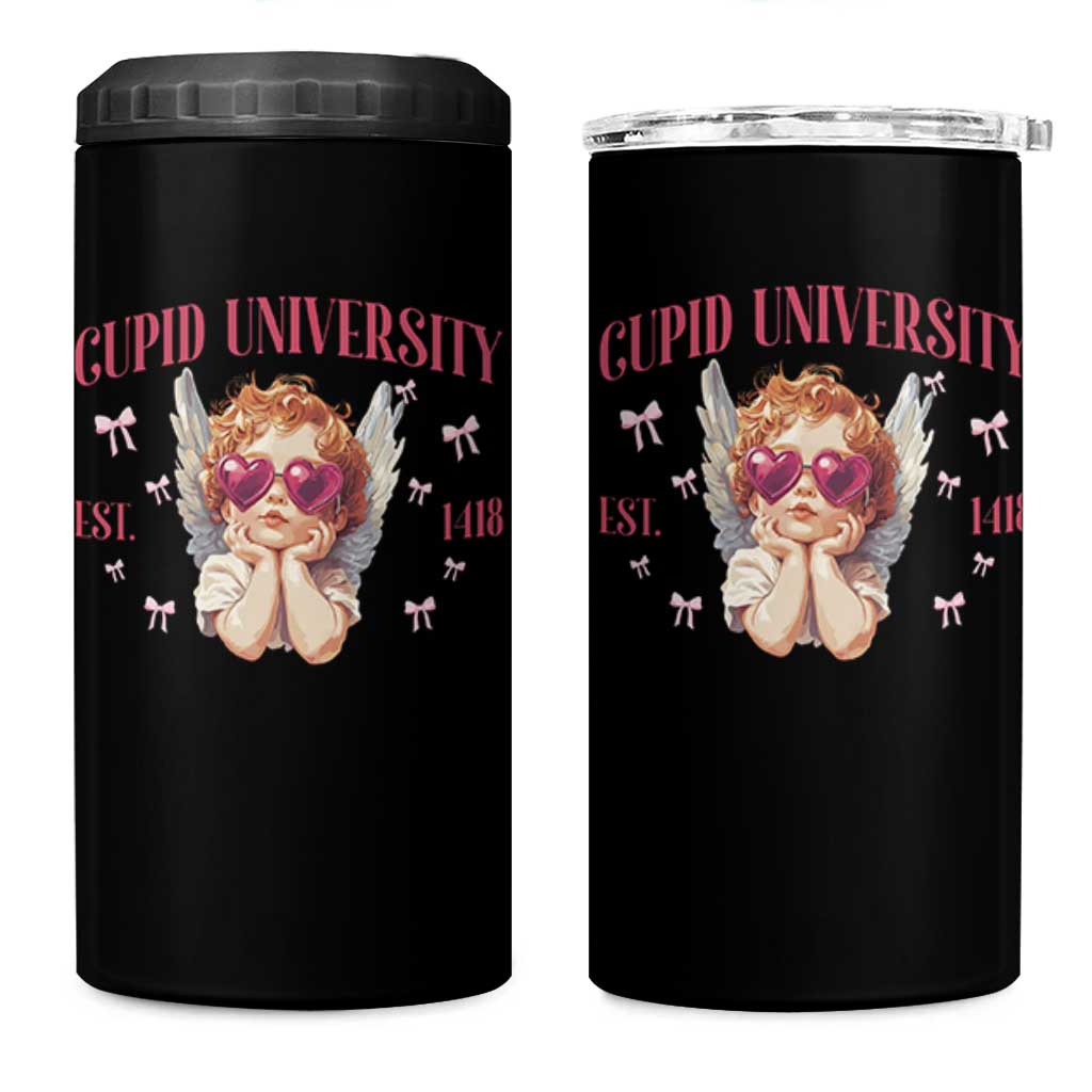 Cupid University 4 in 1 Can Cooler Tumbler Cute Valentines Day Funny College - Wonder Print Shop