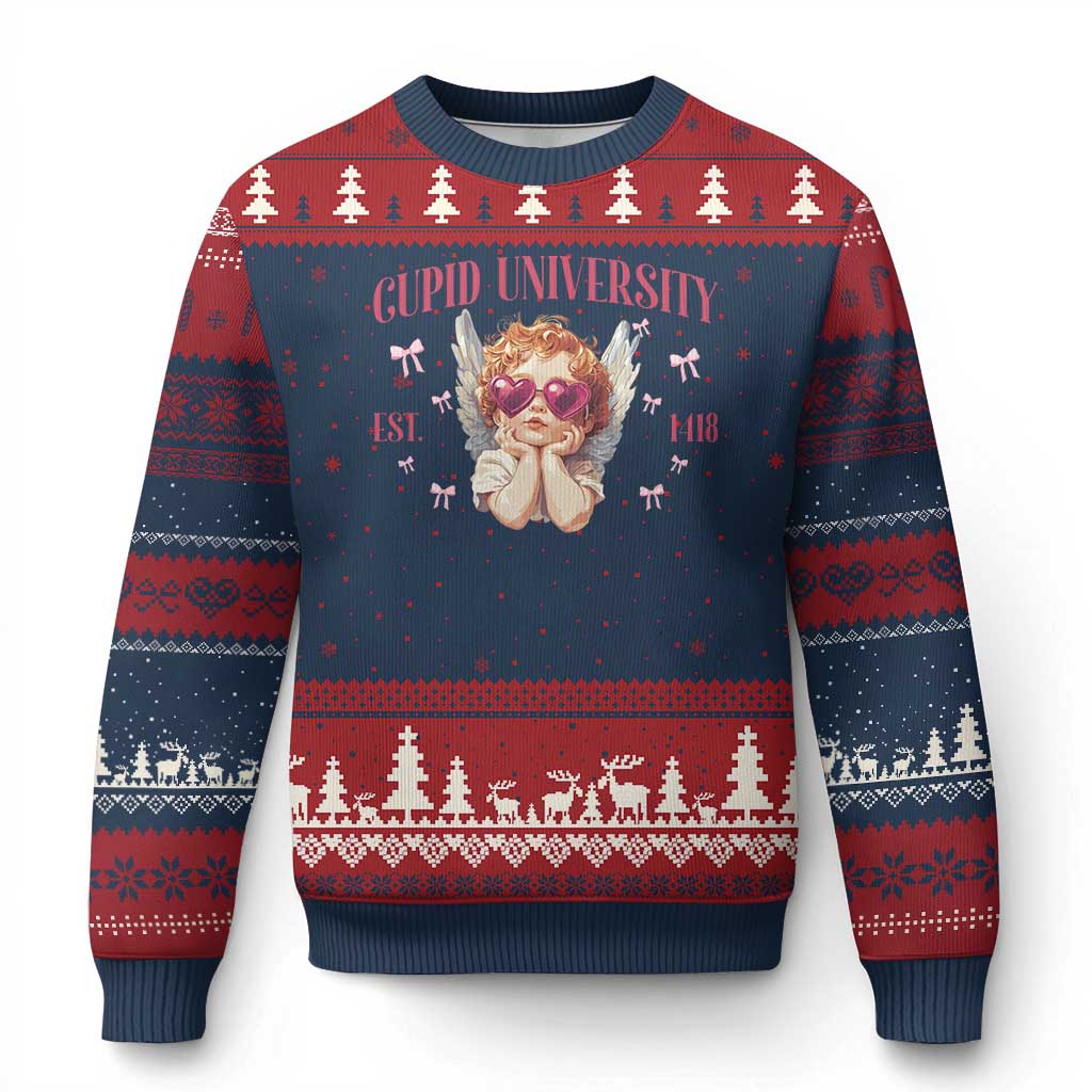 Cupid University Ugly Christmas Sweater Cute Valentines Day Funny College - Wonder Print Shop