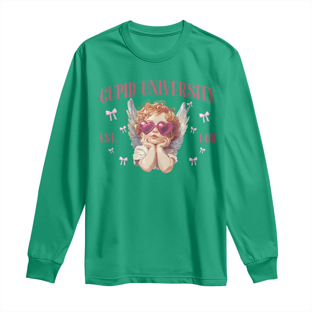 Cupid University Long Sleeve Shirt Cute Valentines Day Funny College - Wonder Print Shop
