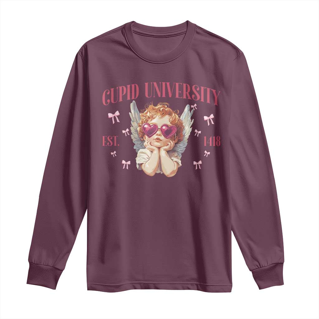 Cupid University Long Sleeve Shirt Cute Valentines Day Funny College - Wonder Print Shop