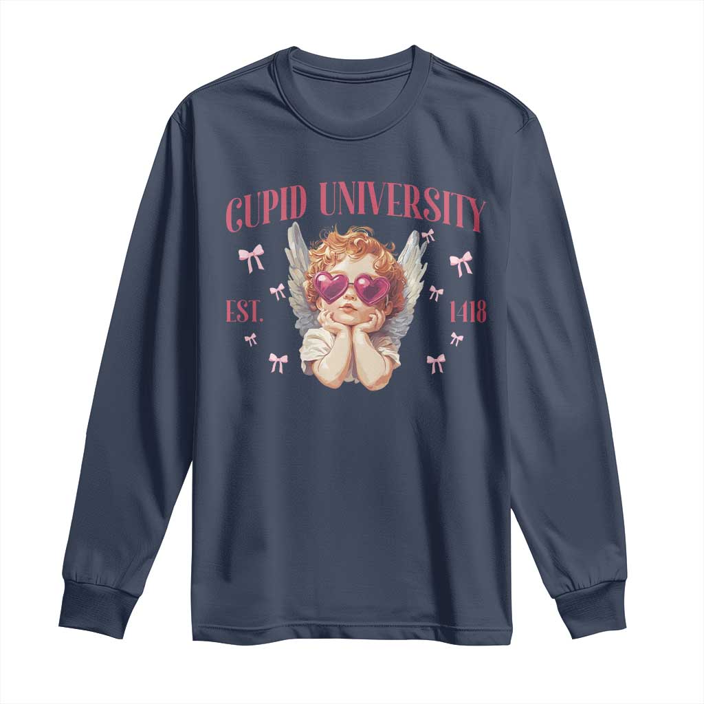 Cupid University Long Sleeve Shirt Cute Valentines Day Funny College - Wonder Print Shop