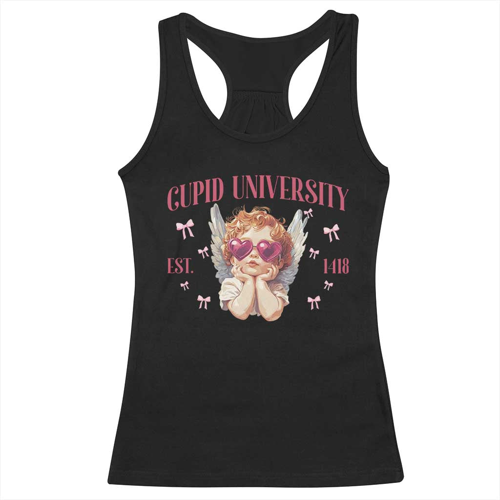 Cupid University Racerback Tank Top Cute Valentines Day Funny College - Wonder Print Shop