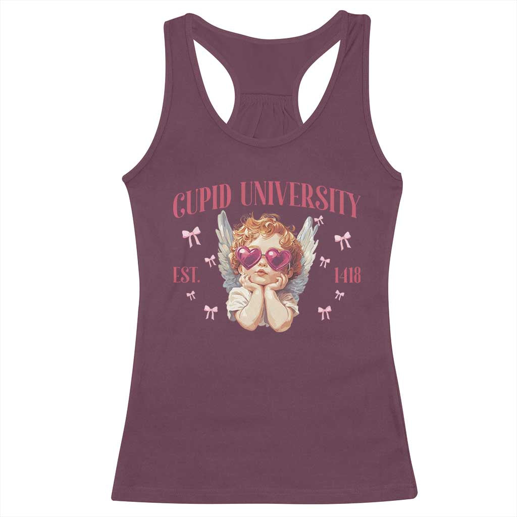 Cupid University Racerback Tank Top Cute Valentines Day Funny College - Wonder Print Shop