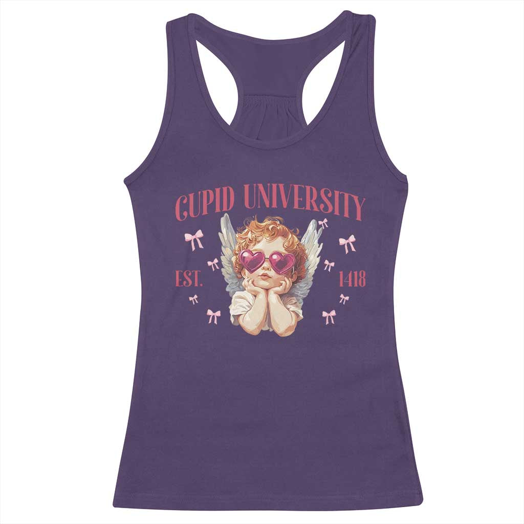 Cupid University Racerback Tank Top Cute Valentines Day Funny College - Wonder Print Shop