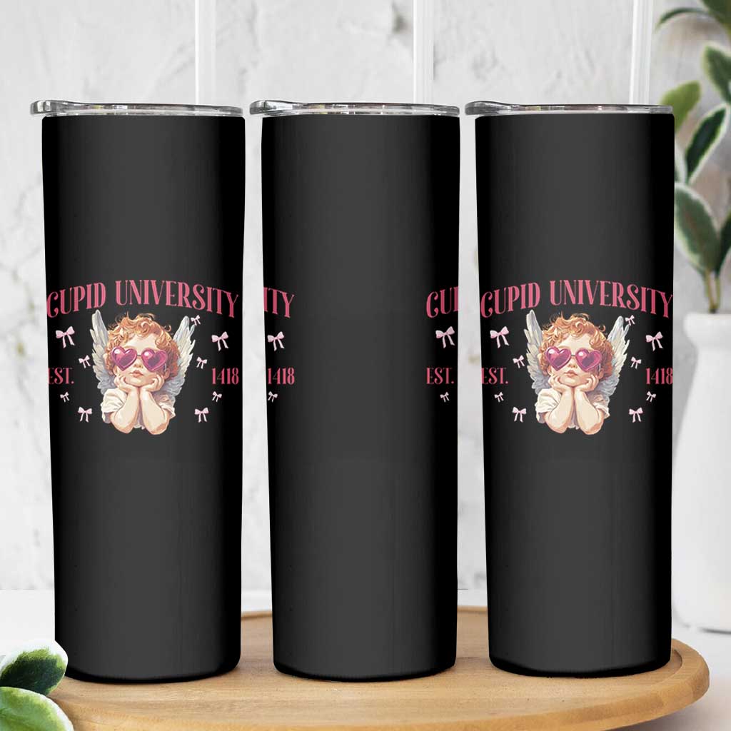 Cupid University Skinny Tumbler Cute Valentines Day Funny College - Wonder Print Shop