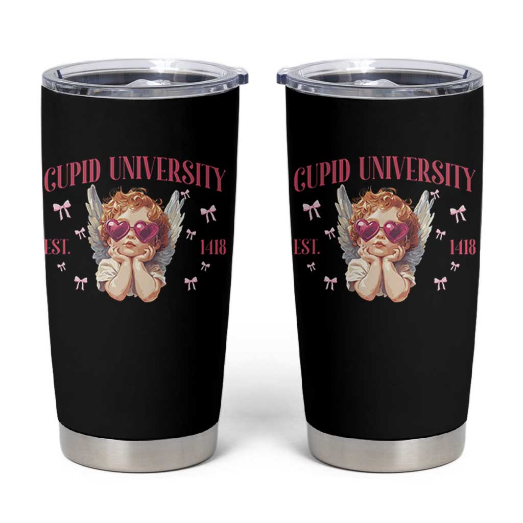 Cupid University Tumbler Cup Cute Valentines Day Funny College - Wonder Print Shop