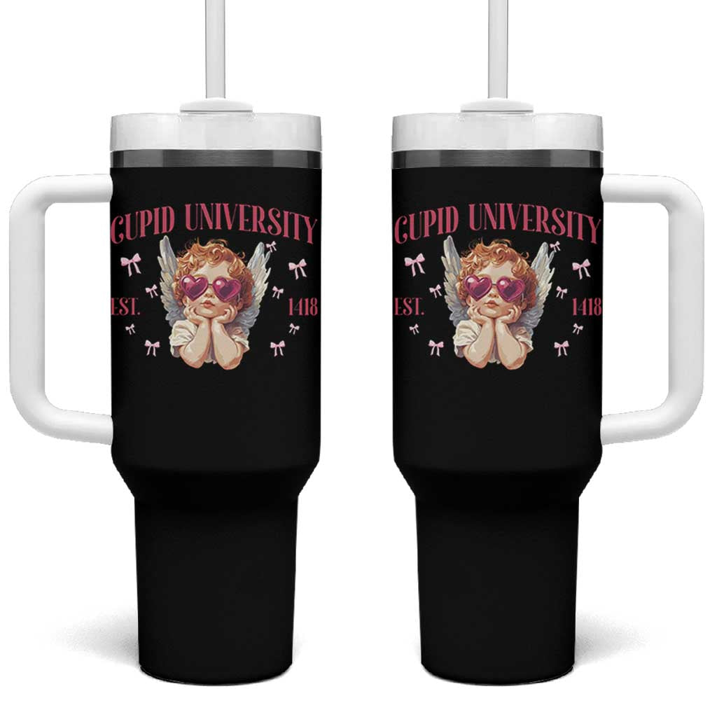 Cupid University Tumbler With Handle Cute Valentines Day Funny College - Wonder Print Shop