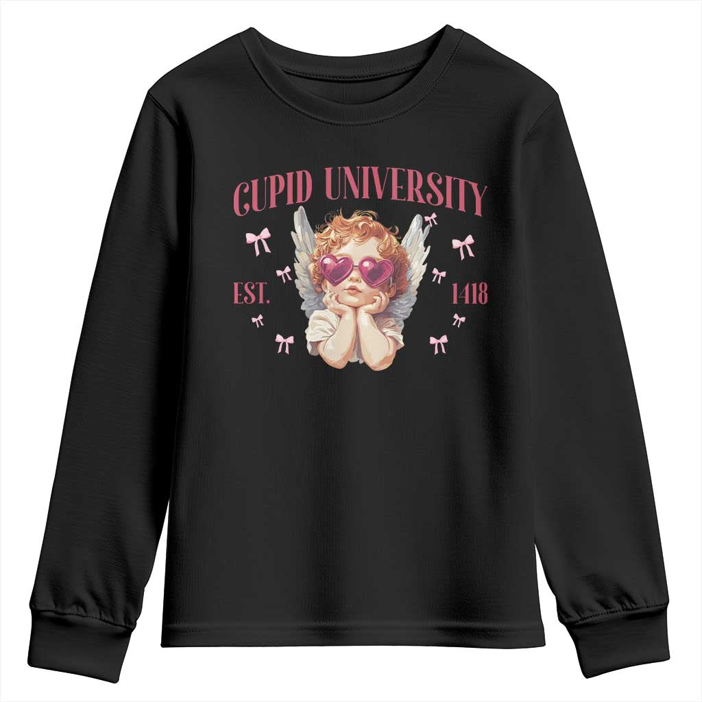 Cupid University Youth Sweatshirt Cute Valentines Day Funny College - Wonder Print Shop