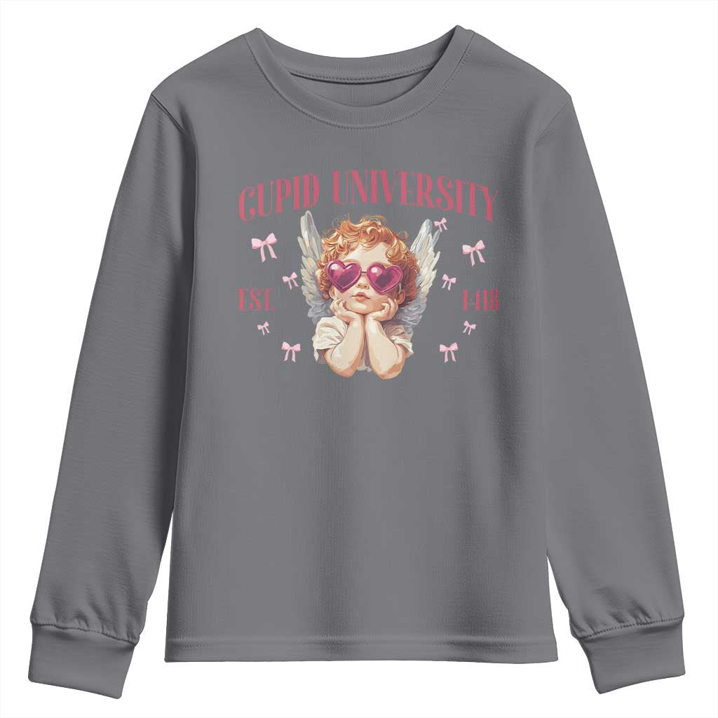 Cupid University Youth Sweatshirt Cute Valentines Day Funny College - Wonder Print Shop