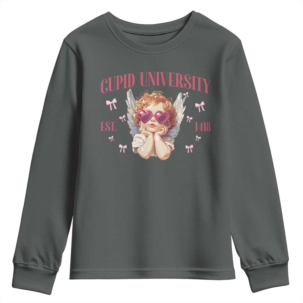 Cupid University Youth Sweatshirt Cute Valentines Day Funny College - Wonder Print Shop