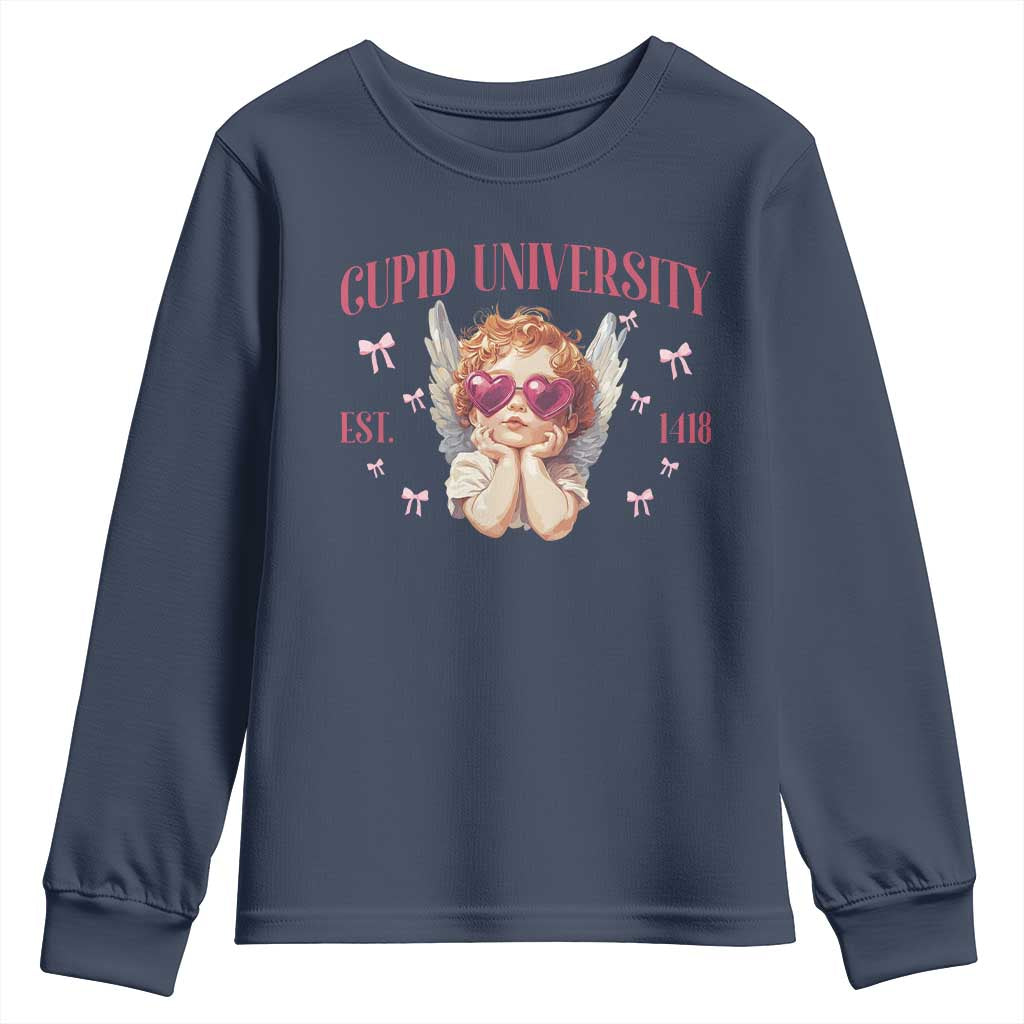 Cupid University Youth Sweatshirt Cute Valentines Day Funny College - Wonder Print Shop
