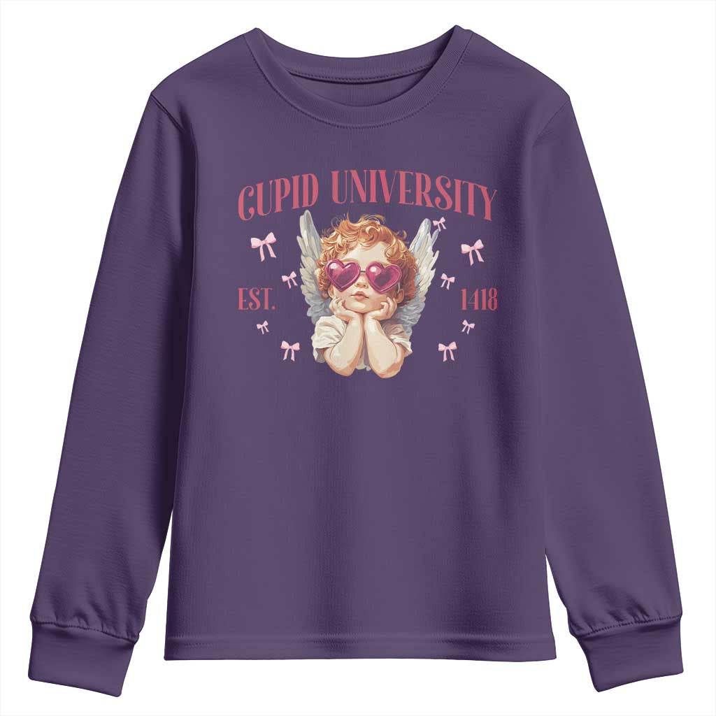 Cupid University Youth Sweatshirt Cute Valentines Day Funny College - Wonder Print Shop