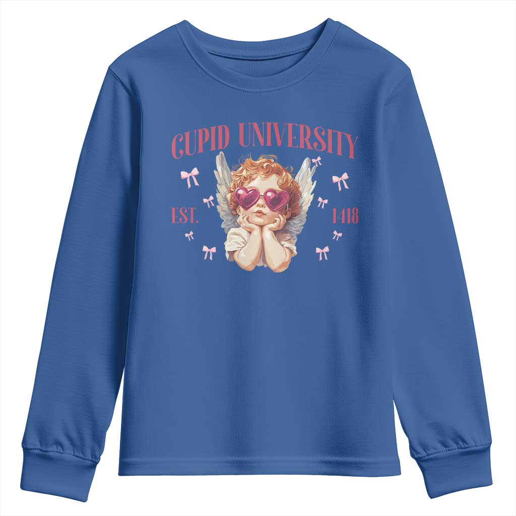 Cupid University Youth Sweatshirt Cute Valentines Day Funny College - Wonder Print Shop