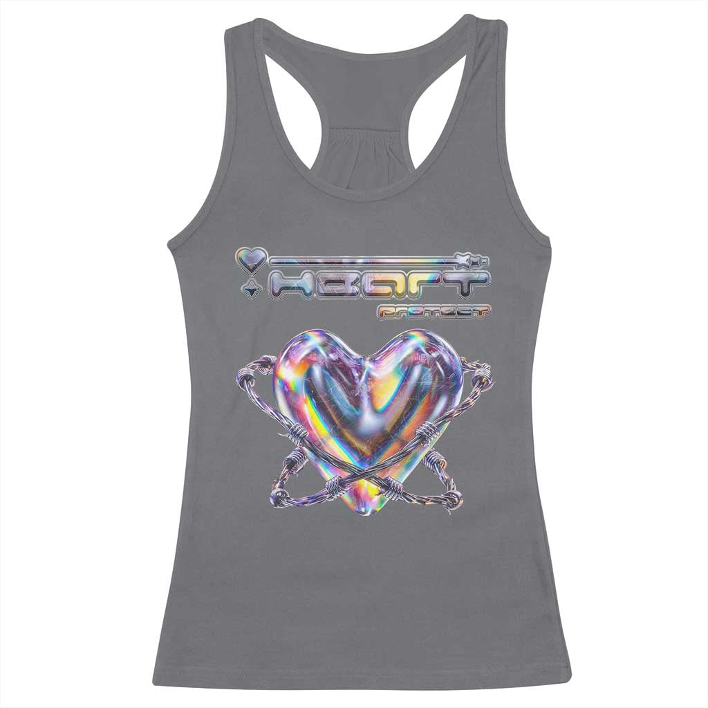 Funny Anti Valentines Day Racerback Tank Top Heart Protect Anti Love Single Day
