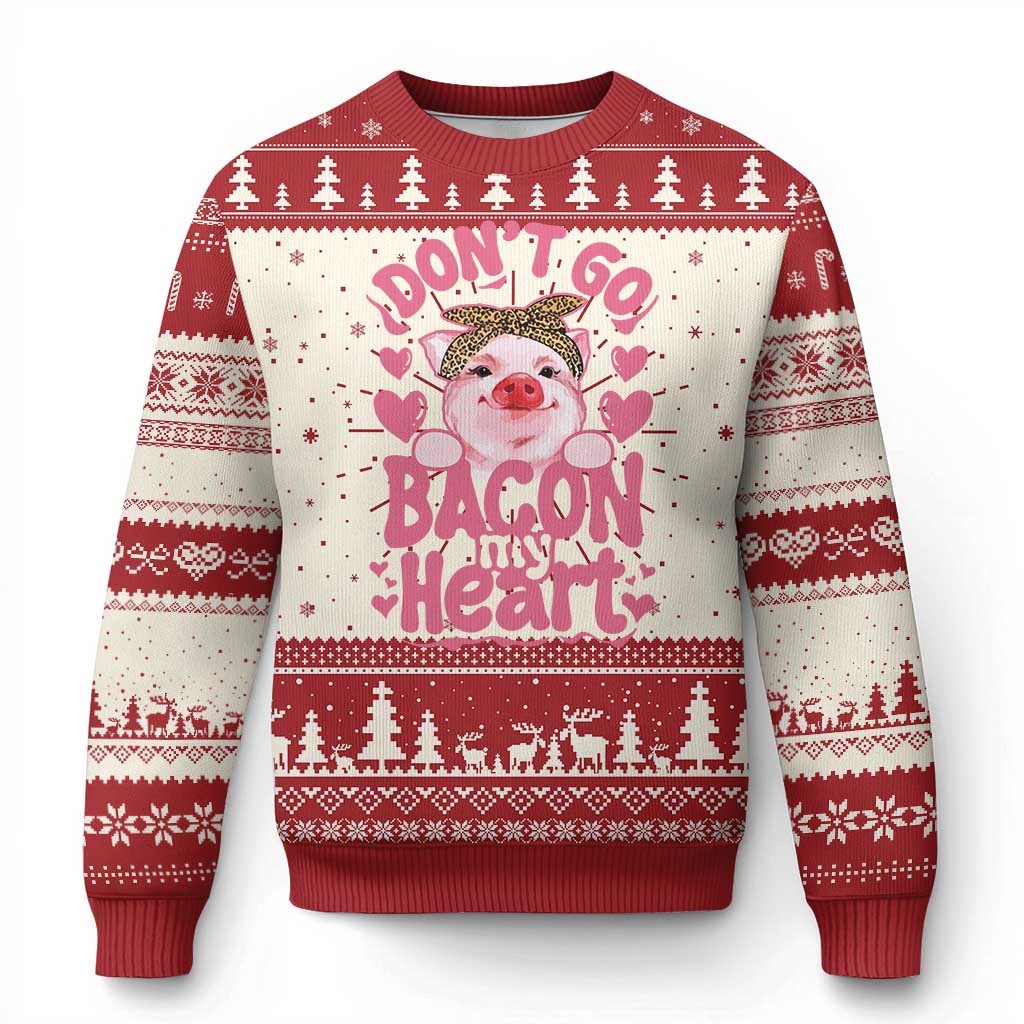 Valentines Party Knitted Sweatshirt Don't Go Bacon My Heart Funny Couple - Wonder Print Shop