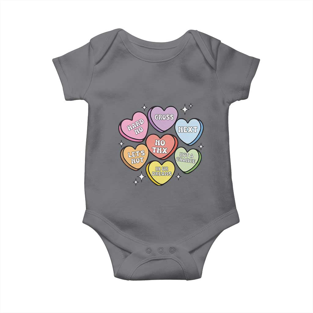 Funny Anti Valentines Day Baby Onesie Sarcasm Conversation Candy Hearts