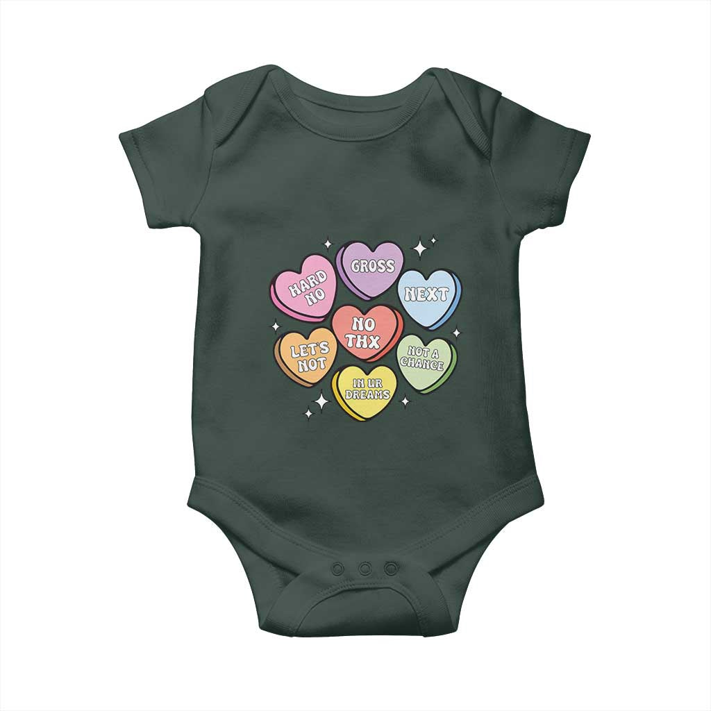 Funny Anti Valentines Day Baby Onesie Sarcasm Conversation Candy Hearts