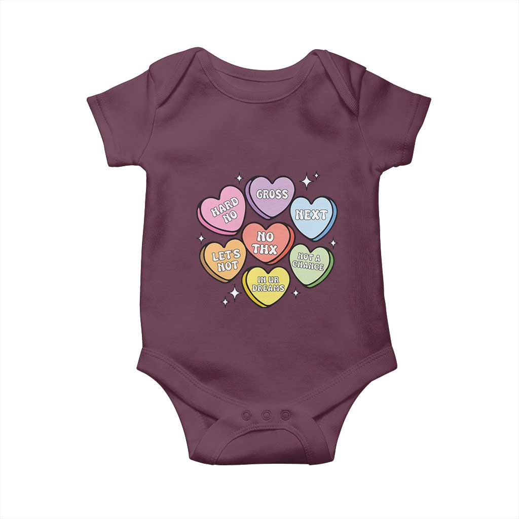 Funny Anti Valentines Day Baby Onesie Sarcasm Conversation Candy Hearts