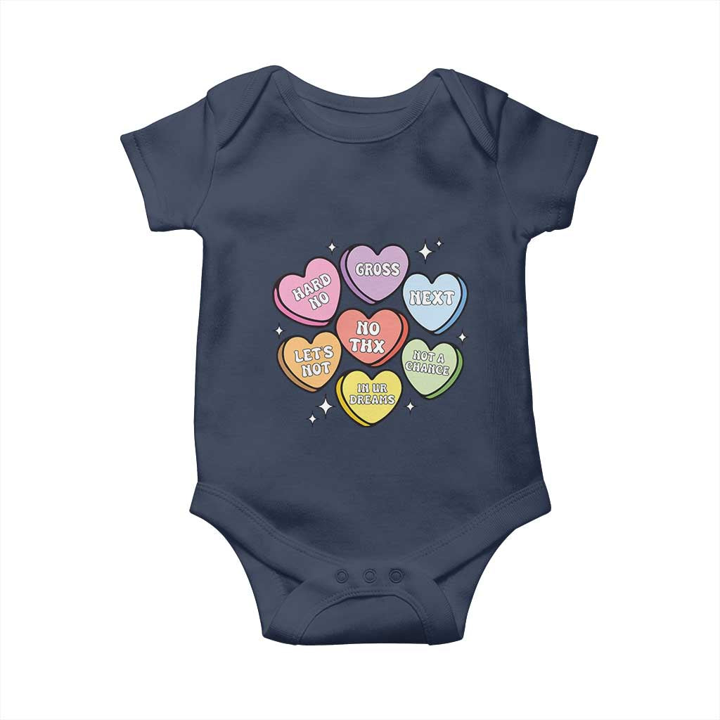 Funny Anti Valentines Day Baby Onesie Sarcasm Conversation Candy Hearts
