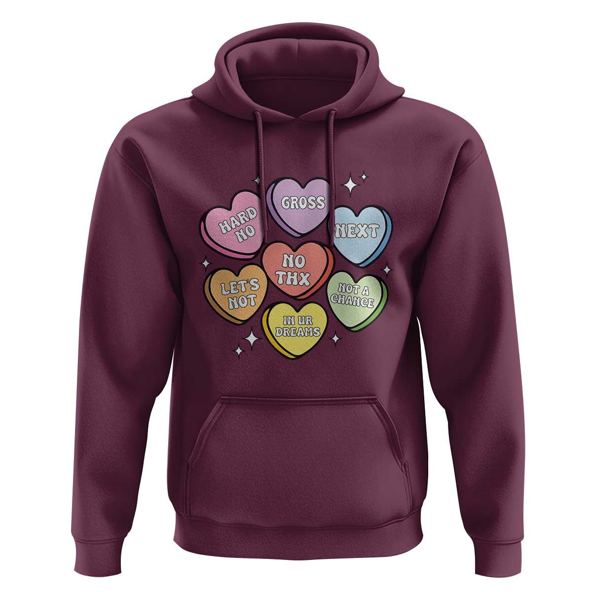 Funny Anti Valentines Day Hoodie Sarcasm Conversation Candy Hearts