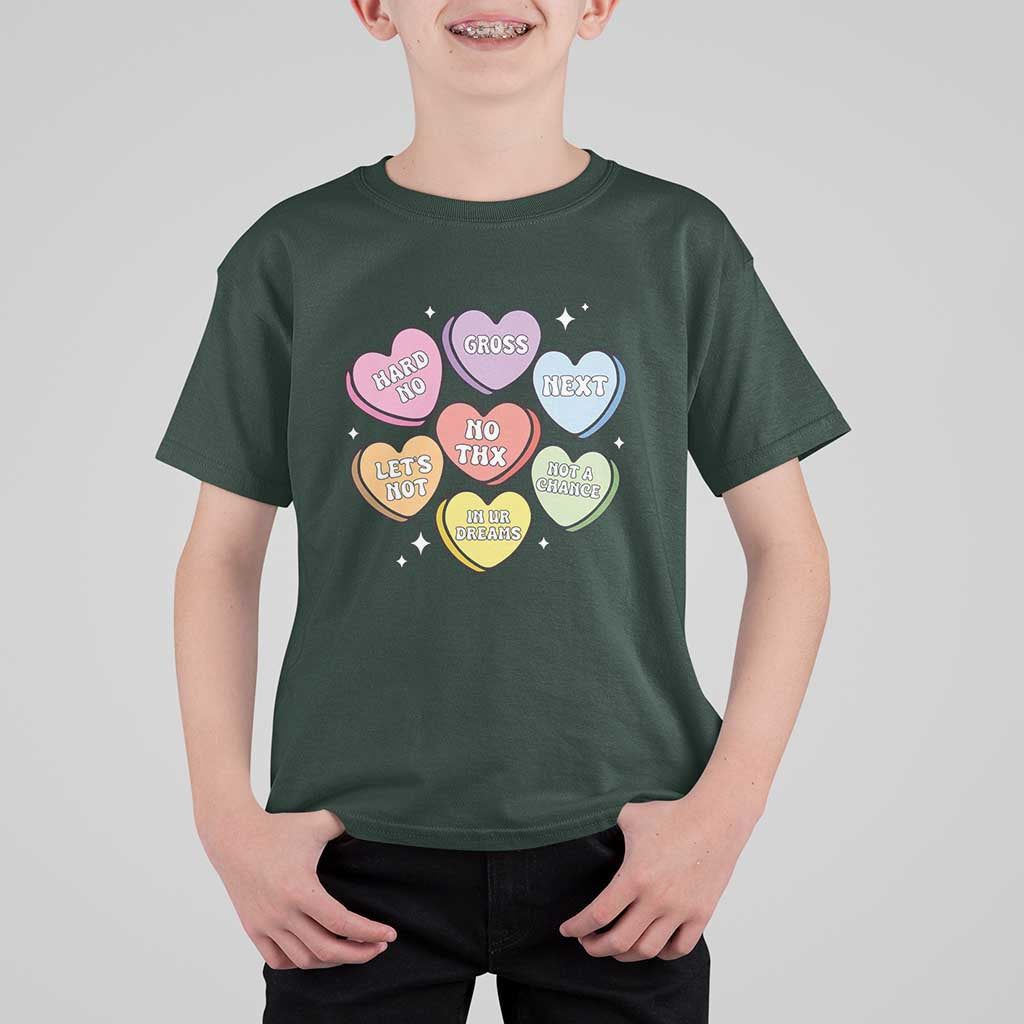 Funny Anti Valentines Day T Shirt For Kid Sarcasm Conversation Candy Hearts