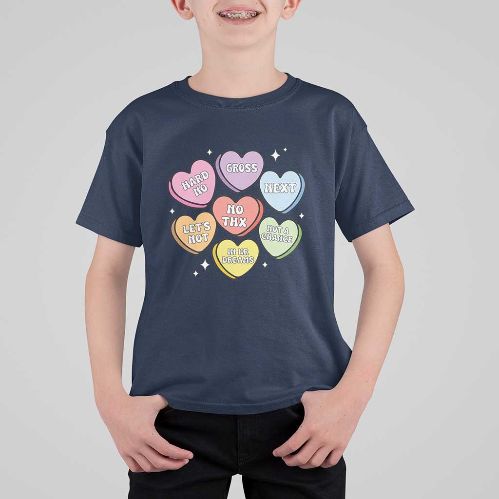 Funny Anti Valentines Day T Shirt For Kid Sarcasm Conversation Candy Hearts