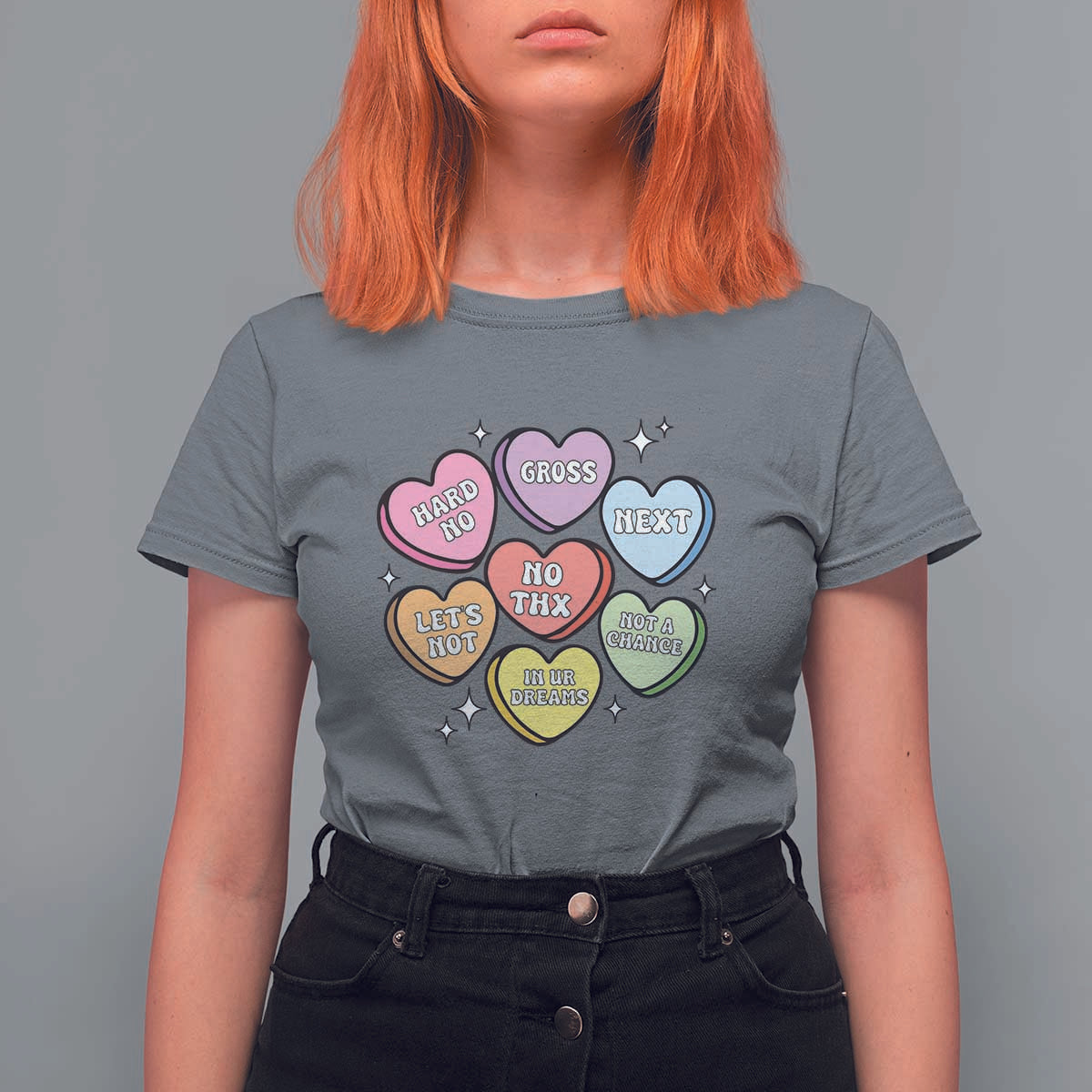 Funny Anti Valentines Day T Shirt For Women Sarcasm Conversation Candy Hearts