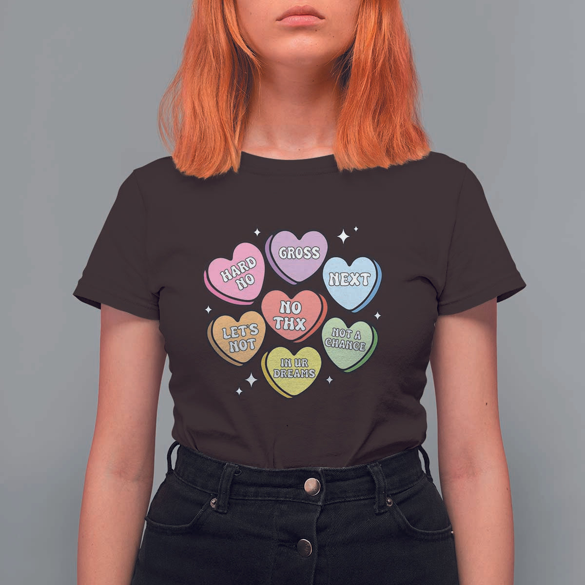 Funny Anti Valentines Day T Shirt For Women Sarcasm Conversation Candy Hearts