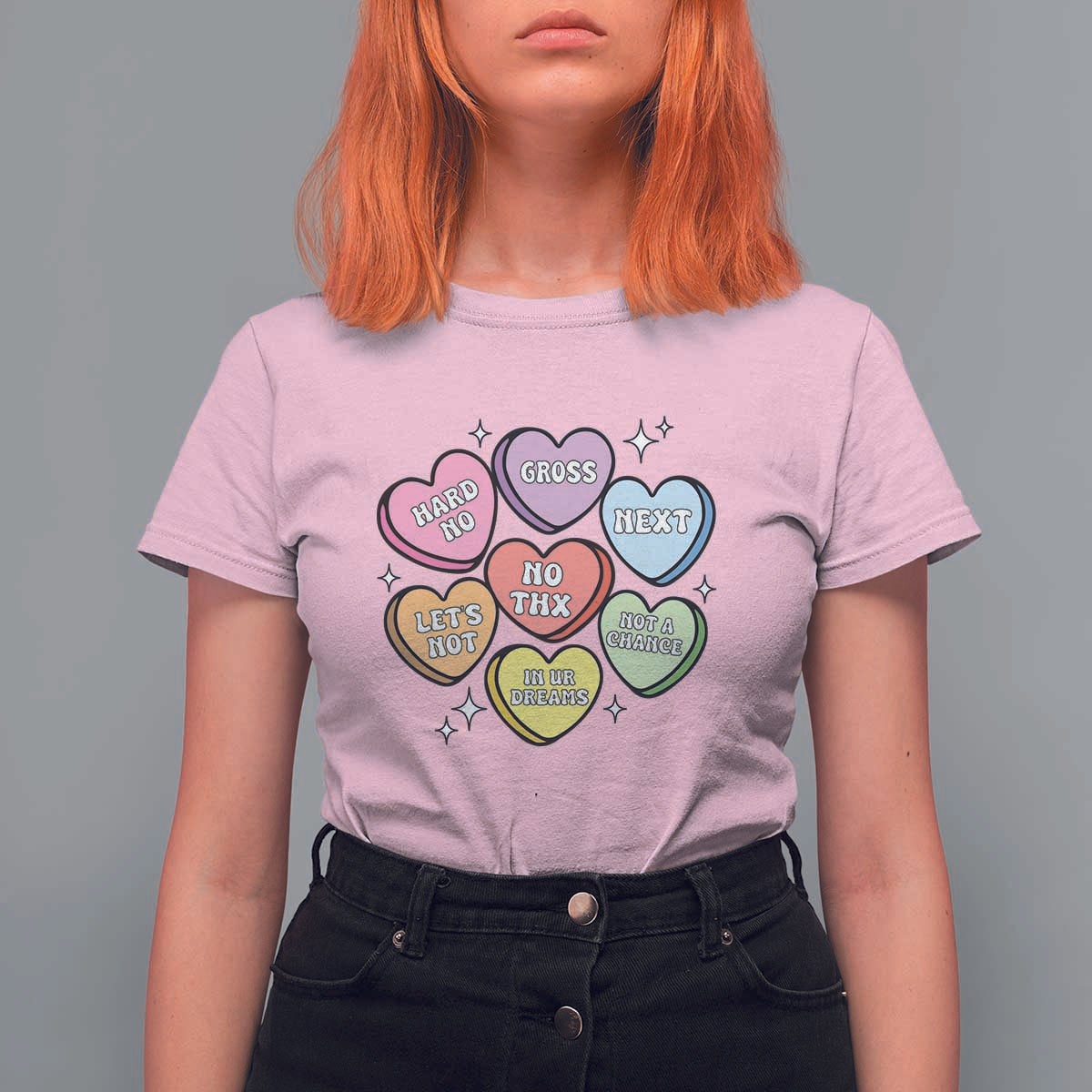 Funny Anti Valentines Day T Shirt For Women Sarcasm Conversation Candy Hearts