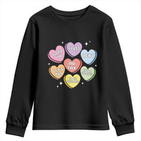 Funny Anti Valentines Day Youth Sweatshirt Sarcasm Conversation Candy Hearts